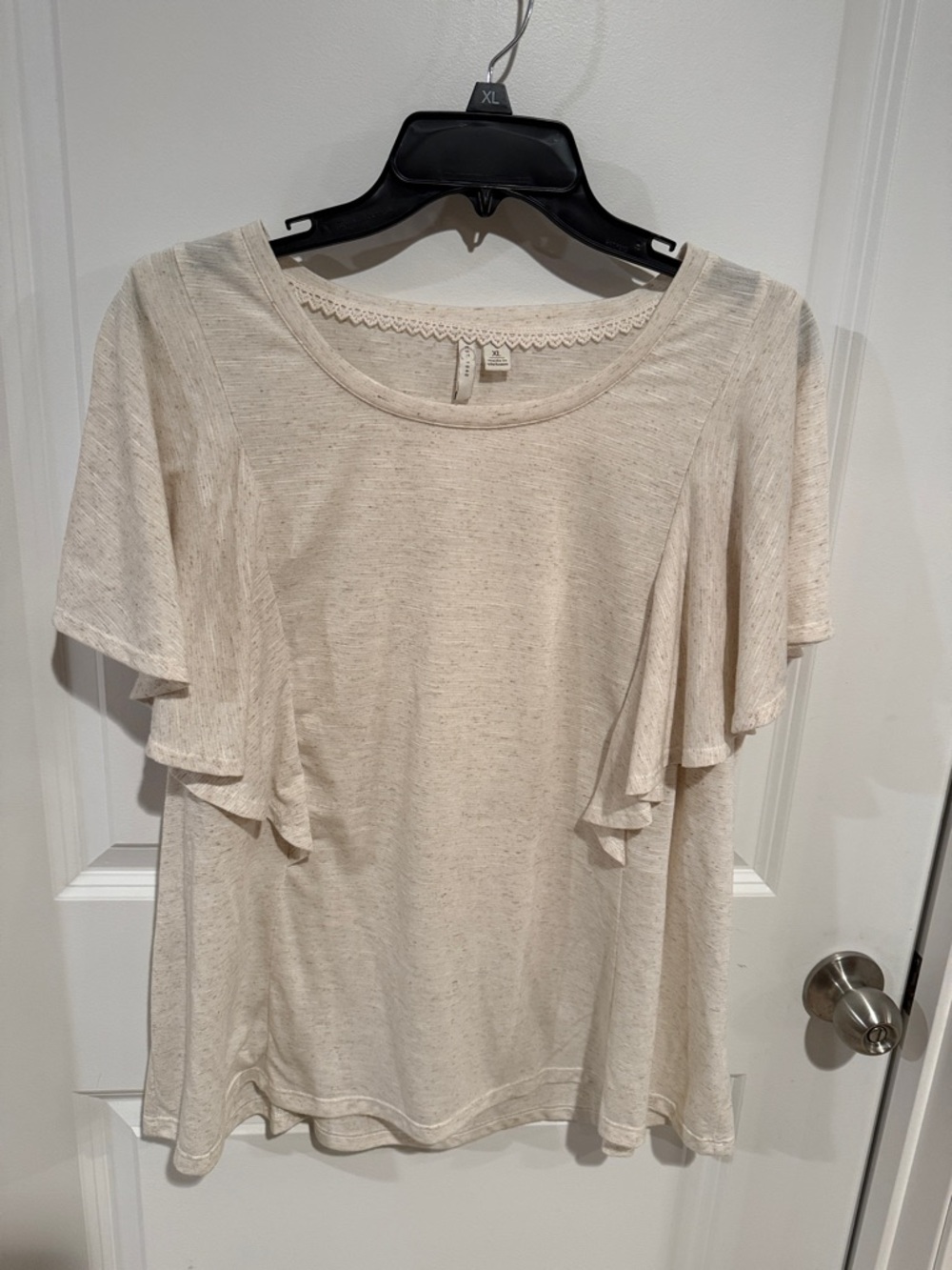 Lightweight Cream Ruffle-Sleeve Women's Top